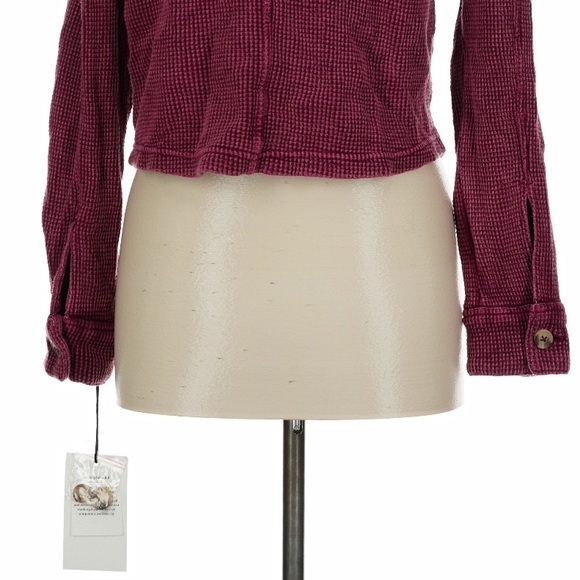 Bagatelle Deep Red Button-Up Jean Jacket - Picture 5 of 8